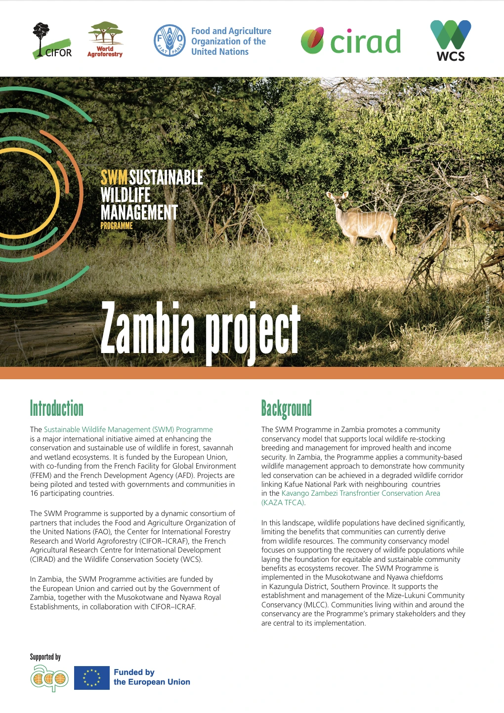SWM Sustainable Wildlife Management Programme – Zambia project